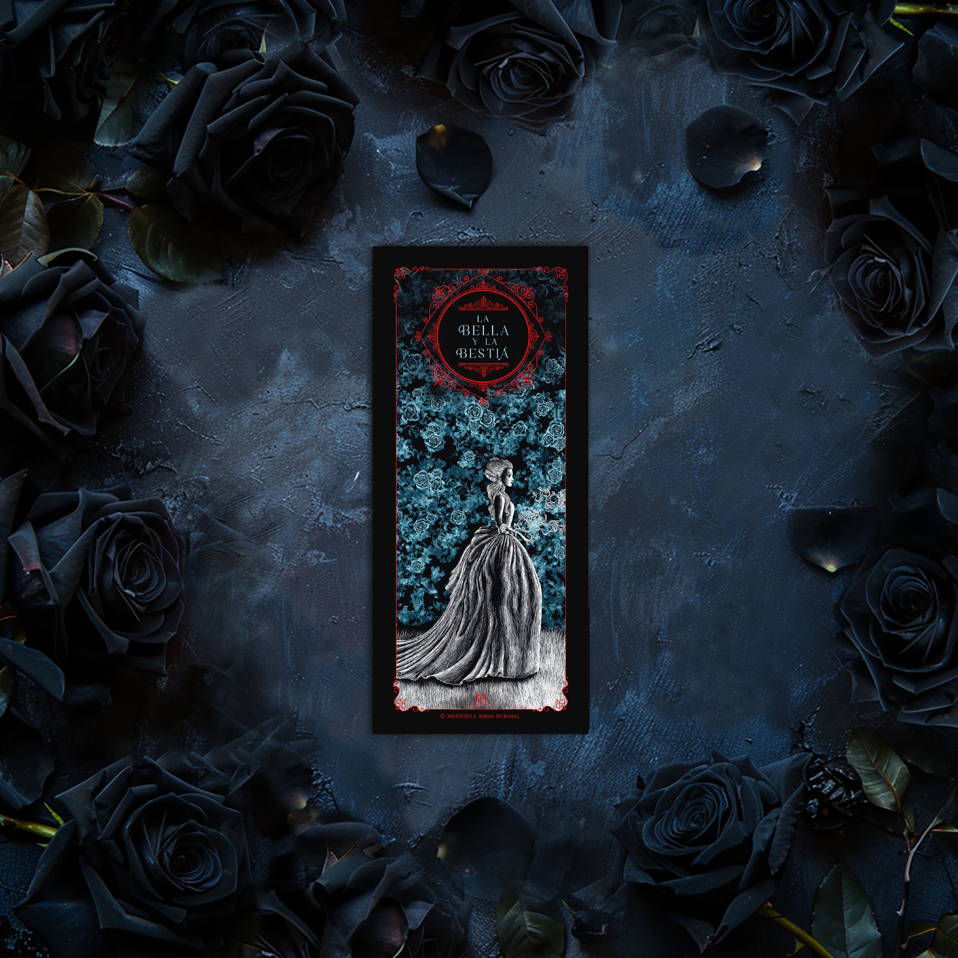 Punto de Libro - "Encantamiento en el rosal" - La Bella y la Bestia