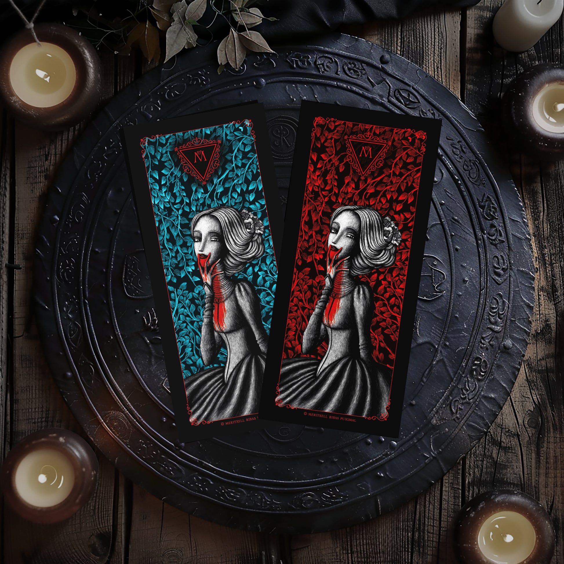 Punto de Libro - "La Vampira"(Dos caras, Rojo/Azul) - Carmilla, de Sheridan Le Fanu